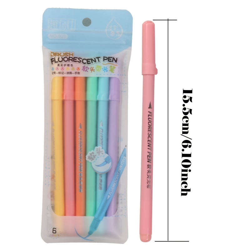 6 Piece Macaron Color Soft Tip Highlighters Set For Journaling Doodling And Office - Image 2