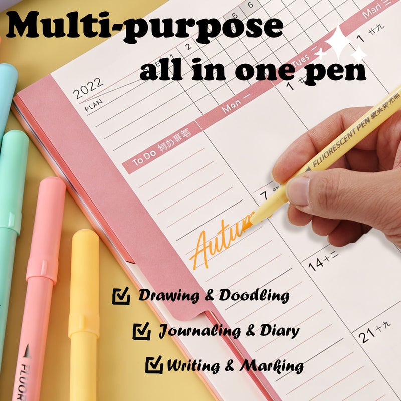 6 Piece Macaron Color Soft Tip Highlighters Set For Journaling Doodling And Office - Image 5