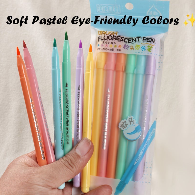 6 Piece Macaron Color Soft Tip Highlighters Set For Journaling Doodling And Office - Image 4