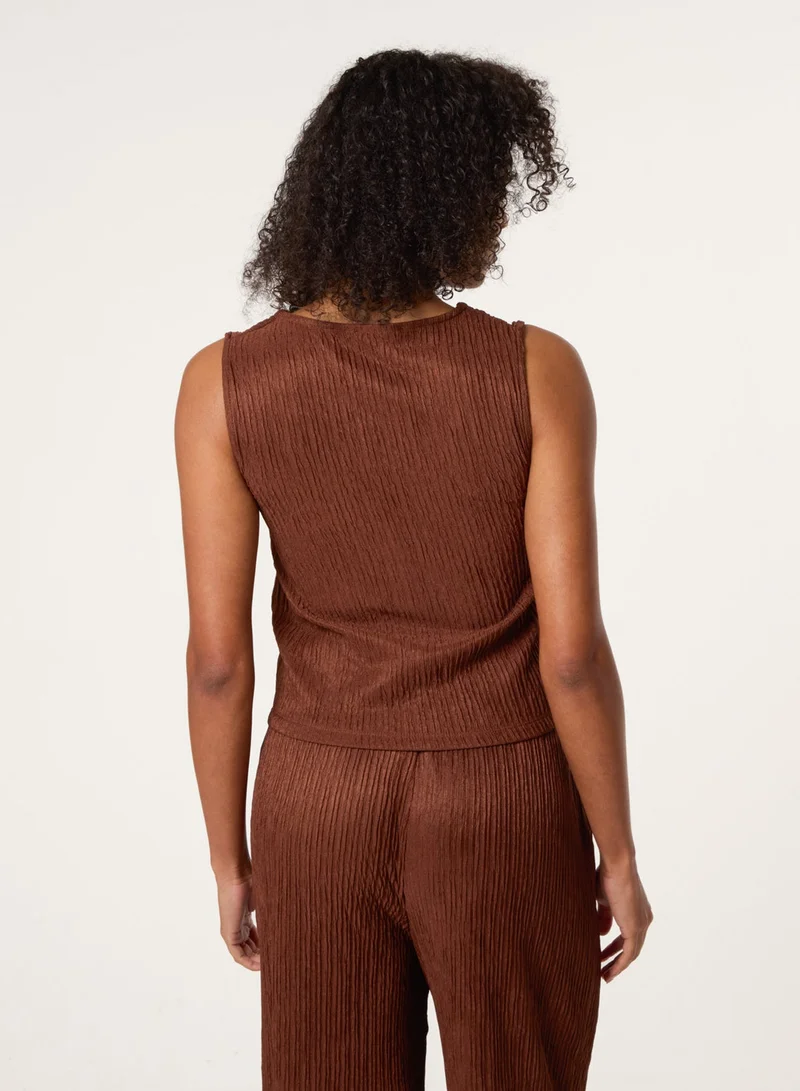 Blue Vanilla Crinkle Button Front Waistcoat