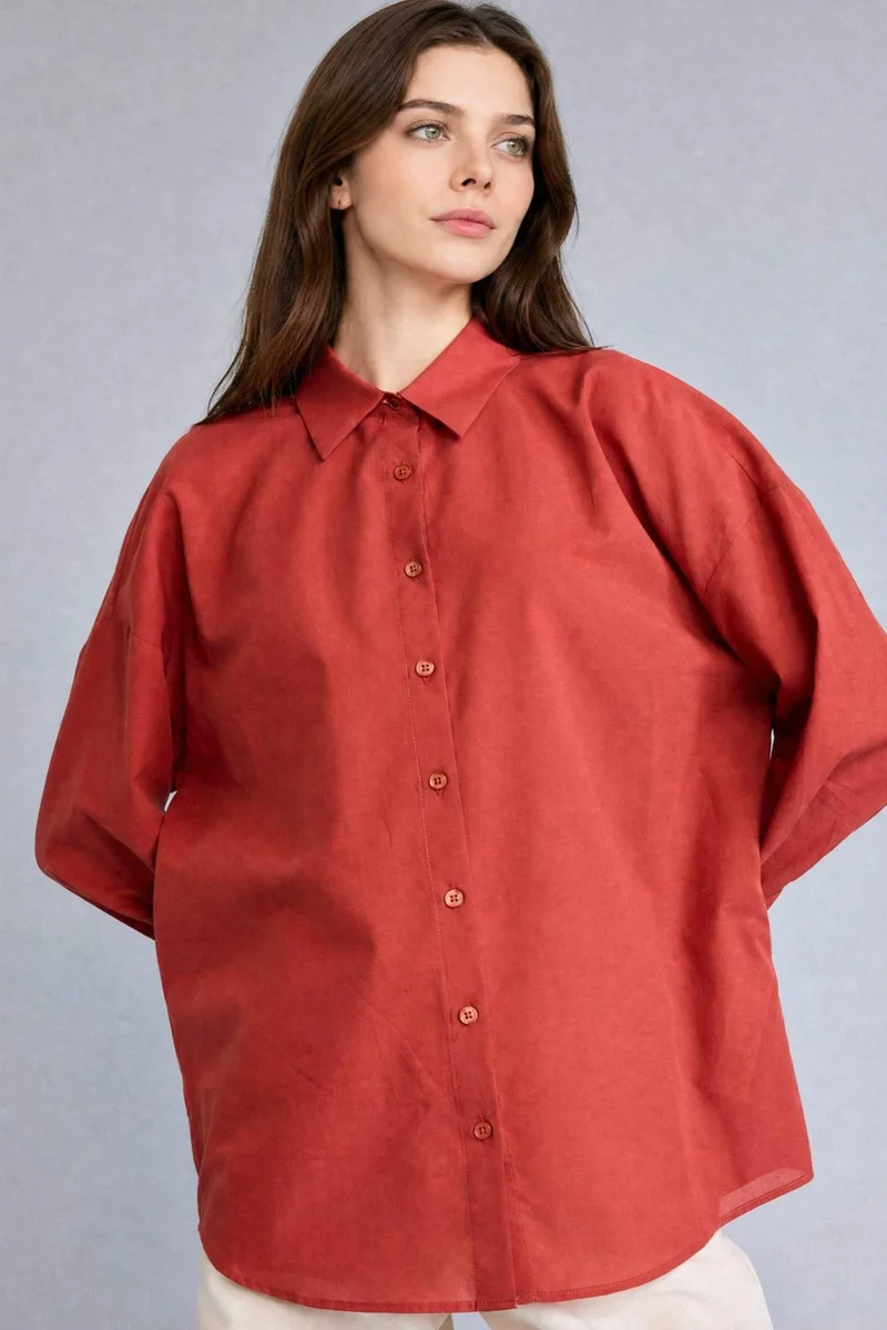 Regular Fit Voile Dark Orange Tunic