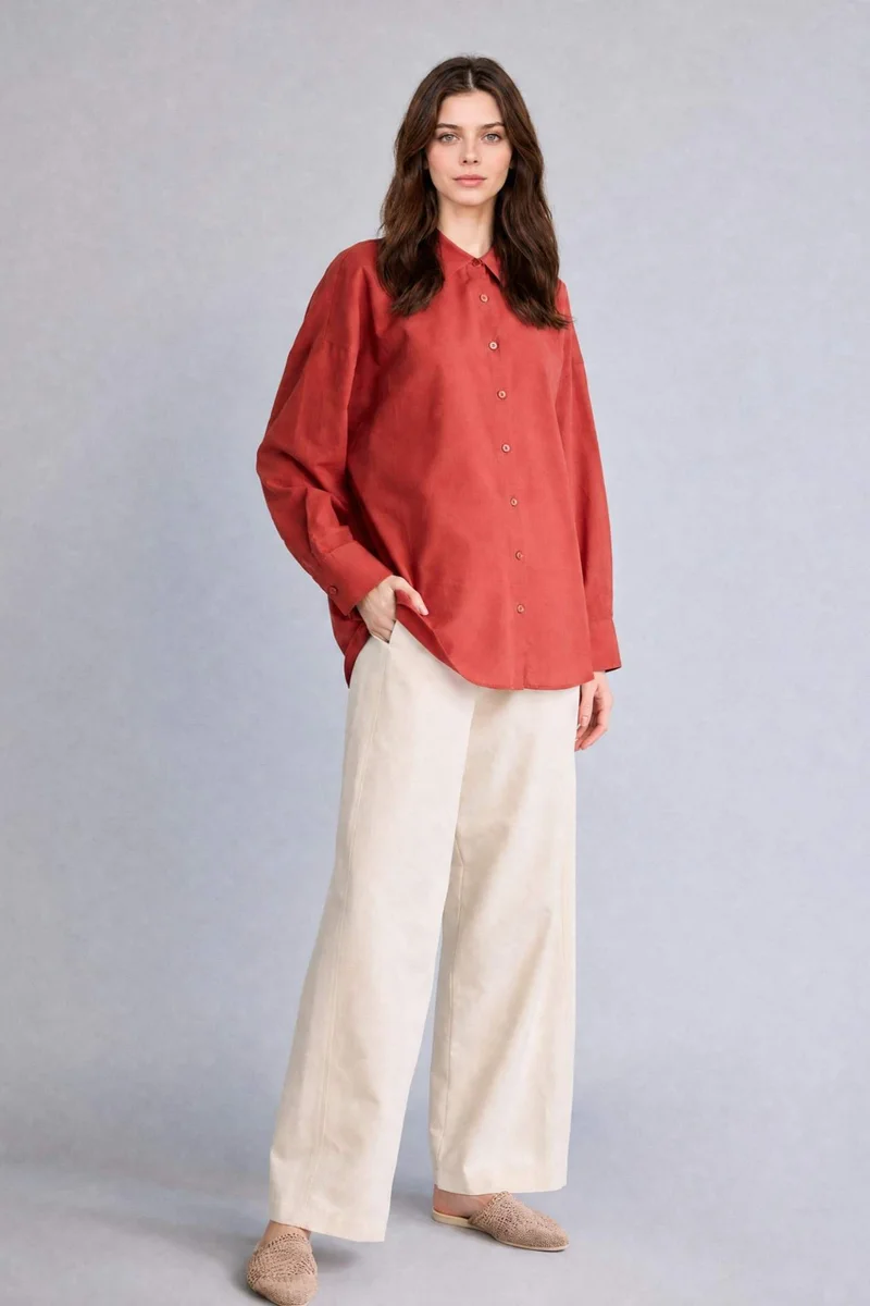 ديفاكتو Regular Fit Voile Dark Orange Tunic
