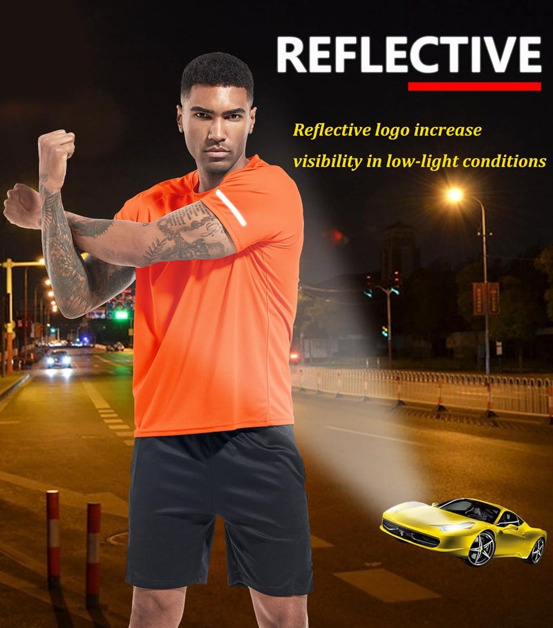 Boyzn Men's 3 Pack Workout Shirts Dry Fit Gym Shirts Moisture Wicking Short-Sleeve Mesh Athletic T-Shirts Black/Navy/Orange-3P10-M - Image 4