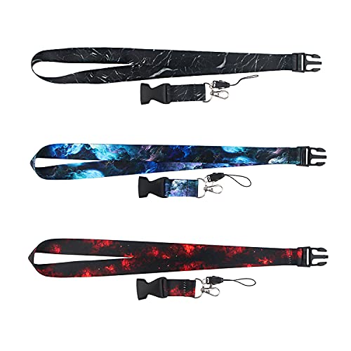 DMLSKY Lanyards for Keys ID Badges Men Women, 3 Pcs Cool Galaxy Neck Lanyards Keychain Black Red Purple - Image 4