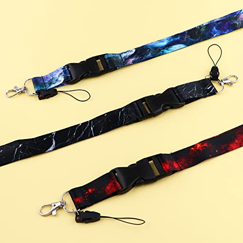 DMLSKY Lanyards for Keys ID Badges Men Women, 3 Pcs Cool Galaxy Neck Lanyards Keychain Black Red Purple - Image 3