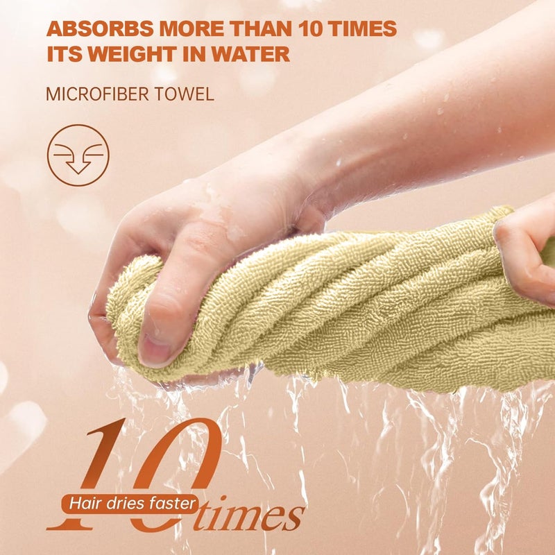 Status Contract Head Microfiber Towel  Standard Size Quick Dry Super Absorbent  Soft  Luxury Spa With Hook Lightweight Travel Yellow  Set of 2 - Image 5