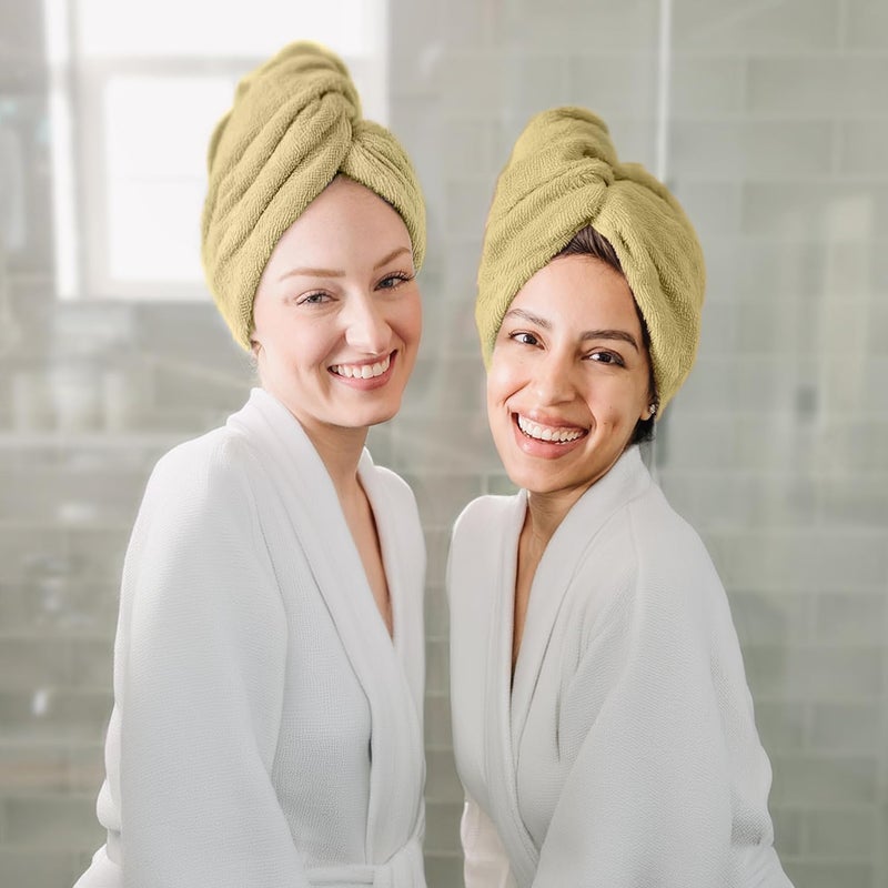 Status Contract Head Microfiber Towel  Standard Size Quick Dry Super Absorbent  Soft  Luxury Spa With Hook Lightweight Travel Yellow  Set of 2 - Image 4