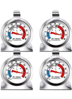 سيوسي thermometer الثلاجة ، 4 عبوة مقياس حرارة الثلاجة سلسلة كلاسيكية كبيرة قرص مقياس الحرارة مع خطاف لل وقاعدة قابلة للسحب للمجمد  - Image 1