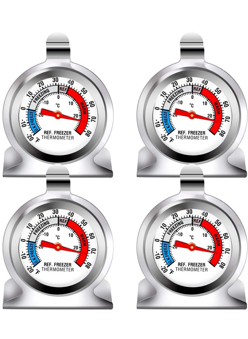 سيوسي thermometer الثلاجة ، 4 عبوة مقياس حرارة الثلاجة سلسلة كلاسيكية كبيرة قرص مقياس الحرارة مع خطاف لل وقاعدة قابلة للسحب للمجمد  - Image 1