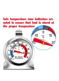 سيوسي thermometer الثلاجة ، 4 عبوة مقياس حرارة الثلاجة سلسلة كلاسيكية كبيرة قرص مقياس الحرارة مع خطاف لل وقاعدة قابلة للسحب للمجمد  - Image 4