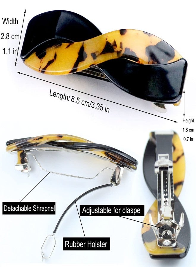 LAPOHI 3 Pieces Hair Barrettes for Women, Medium Interweave Wider Hair Clips Hair Accessories for Thick Curly Fine Updo Hair (Leopard Print&Tortoise Shell&Burgundy) - Image 3