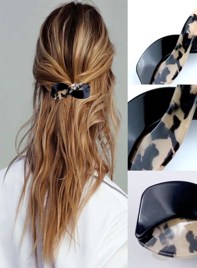 LAPOHI 3 Pieces Hair Barrettes for Women, Medium Interweave Wider Hair Clips Hair Accessories for Thick Curly Fine Updo Hair (Leopard Print&Tortoise Shell&Burgundy) - Image 5