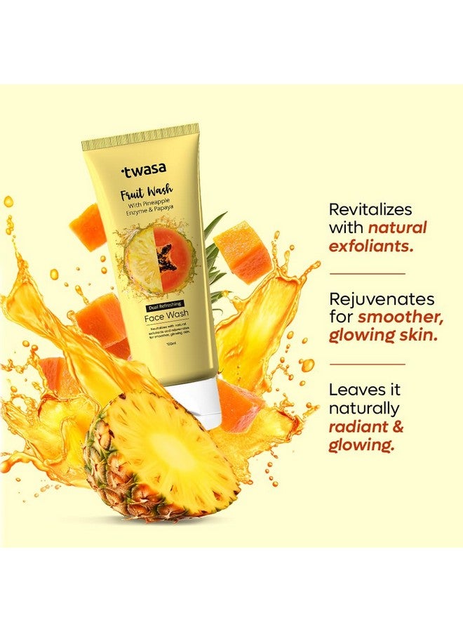 Twasa Pineapple Enzyme & Papaya Fruit Face Wash For Gently Exfoliates, Reduce Dark Spots & Glowing Skin | Cleanser For Brightening & Evens Skin Tone | For Men & Women - 100ml - Image 3