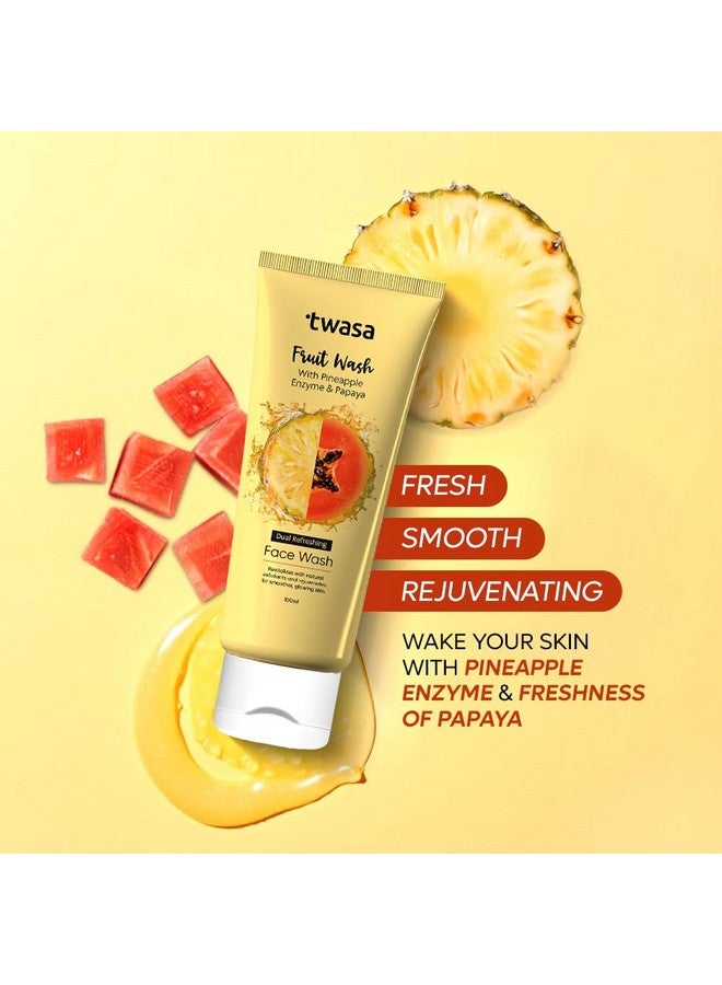 Twasa Pineapple Enzyme & Papaya Fruit Face Wash For Gently Exfoliates, Reduce Dark Spots & Glowing Skin | Cleanser For Brightening & Evens Skin Tone | For Men & Women - 100ml - Image 4