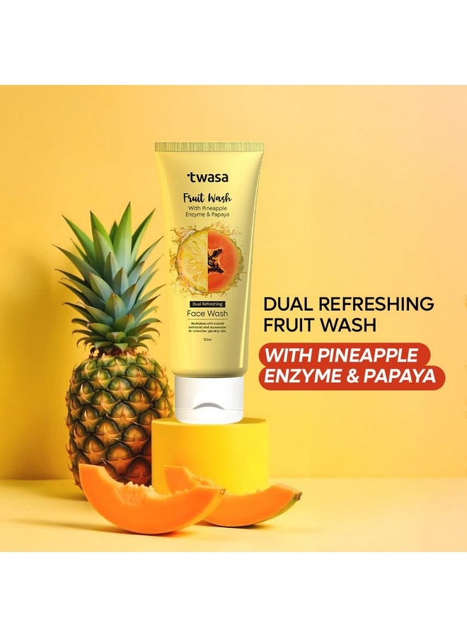 Twasa Pineapple Enzyme & Papaya Fruit Face Wash For Gently Exfoliates, Reduce Dark Spots & Glowing Skin | Cleanser For Brightening & Evens Skin Tone | For Men & Women - 100ml - Image 2