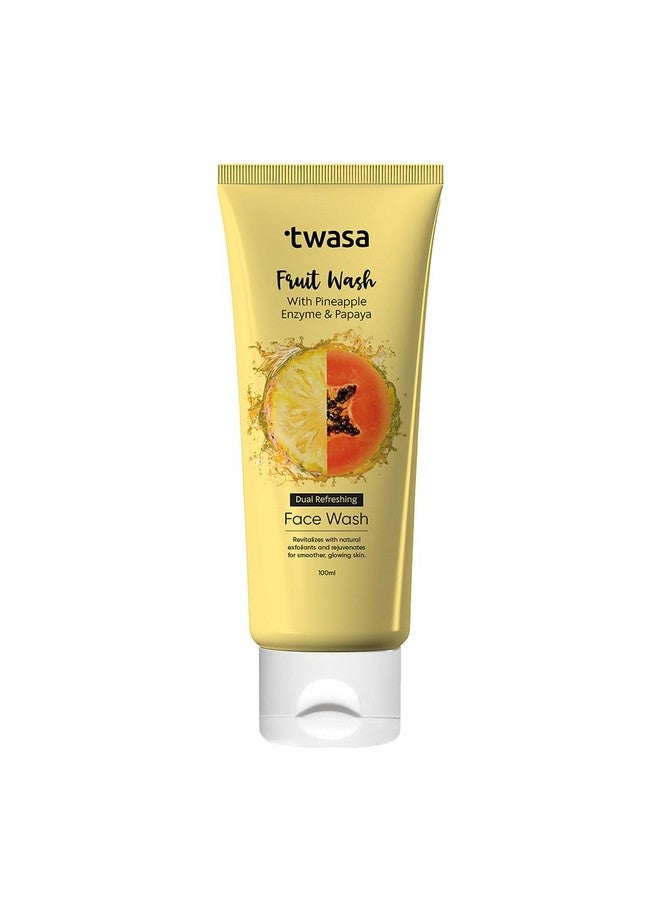 Twasa Pineapple Enzyme & Papaya Fruit Face Wash For Gently Exfoliates, Reduce Dark Spots & Glowing Skin | Cleanser For Brightening & Evens Skin Tone | For Men & Women - 100ml - Image 1