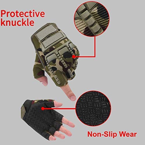 Krystle Bike Motorcycle Army Print Motorbike Half Racing Gloves - Image 3