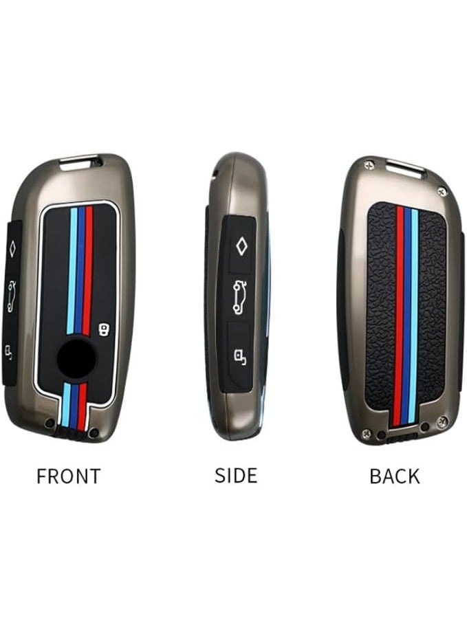 غطاء مفتاح سيارة – معدن + سيليكون مع سلسلة مفاتيح، 3 أزرار – متوافق مع BMW الفئة 5، الفئة 7، X1، X5، X6، X7، iX، iX3، i5، i7، XM، M60، M5 – تصميم أنيق وعصري - Image 2