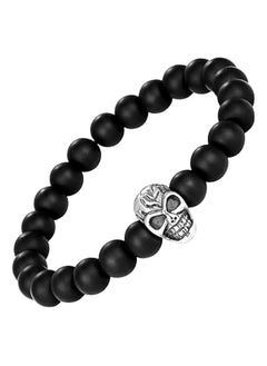 Generic Bold Men s Biker Bracelet  Double Link Chains Embellished with Rows of Death s Skull in a Polished Silver Finish  Made of Rust &amp; Discoloration Resistant Stainless Steel  Jewelry Gift for Men  - Image 1