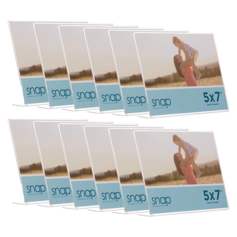 Snap 7x5 Clear Acrylic Self Standing Photo Frame Set of 12