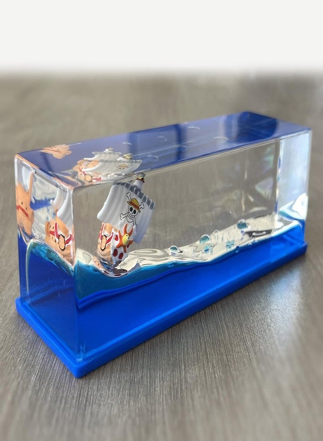 Diycoming Thousand Sunny Ship in a Bottle Box,Fluid Drift Bottle Decorations Desk Decor,Unsinkable OP Anime Pirate Boat Model(New) - Image 1