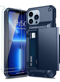 SYOSI Compatible with iPhone 13 Pro Max Case Protective Wallet Cover with Screen Protector x2 Semi Auto Hidden Card Slot Military Grade Drop Protection iPhone 13 Pro Max Case with Card Holder 6.7"  - Image 1