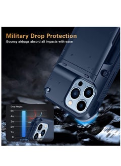 SYOSI Compatible with iPhone 13 Pro Max Case Protective Wallet Cover with Screen Protector x2 Semi Auto Hidden Card Slot Military Grade Drop Protection iPhone 13 Pro Max Case with Card Holder 6.7"  - Image 2