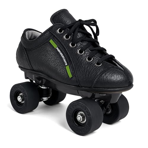 jaspo Unisex Honda Pro 30 Quad Skates With Rubber Wheels Fixed Body Roller Shoe For Training & Practice Purpose Beginners All Age Group, Black, 13 Uk (Foot Length (21.5 Cmsoutdoor Wheel) - Image 1
