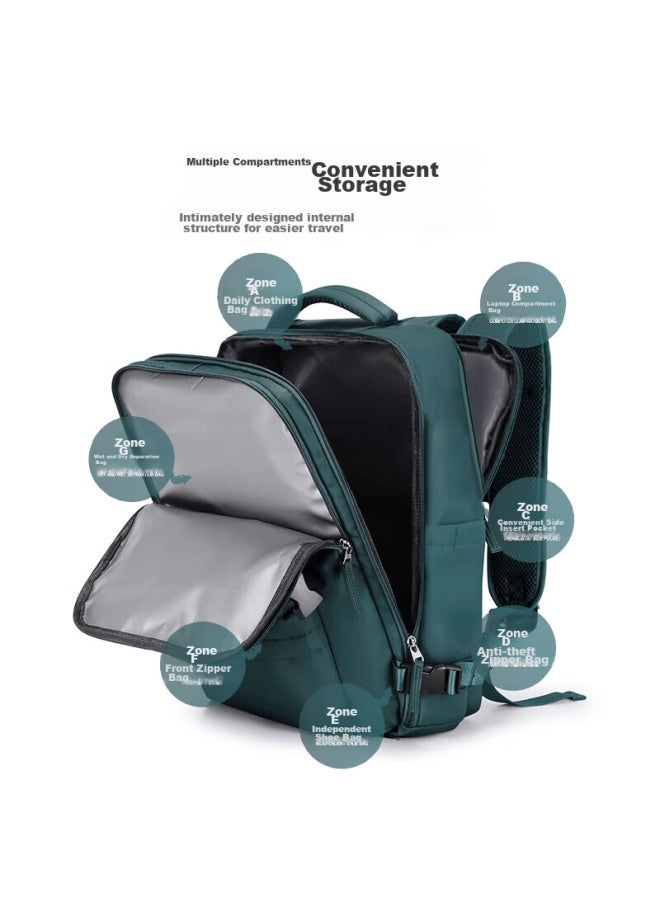 Landcase Women's Large Capacity Backpack, Short-trip Travel Luggage Bag, Student Laptop Bag, 516210 Pea Blue - Image 3
