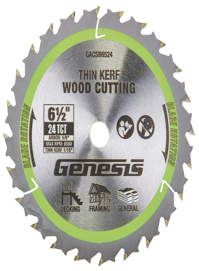 Genesis 6-1/2" Thin-Kerf 24T Circular Saw Blade for Genesis GLCS2065B Cordless Circular Saw - Image 1