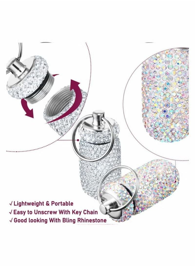 Generic - 3 Pieces Crystal Diamond Keychain Ear Stud Box Waterproof Earrings Small Jewelry Case Outdoors Container Colorful Fish Hook Keyring - Image 1