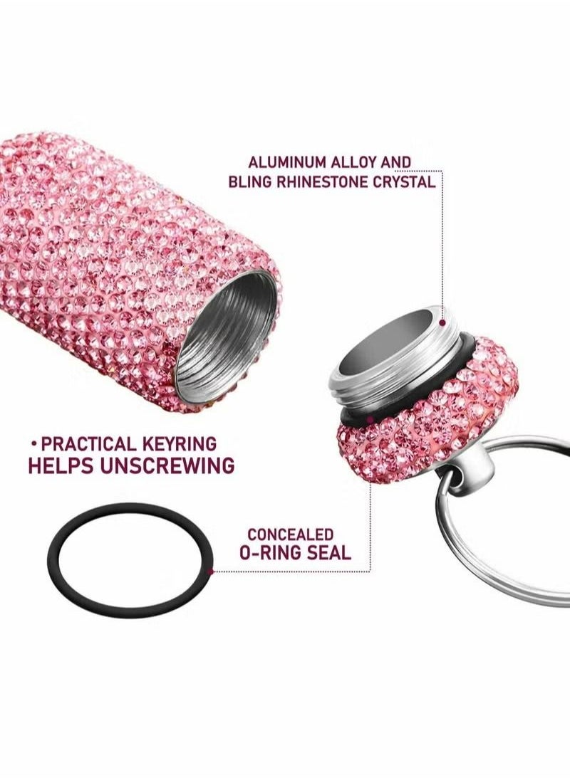 Generic - 3 Pieces Crystal Diamond Keychain Ear Stud Box Waterproof Earrings Small Jewelry Case Outdoors Container Colorful Fish Hook Keyring - Image 1