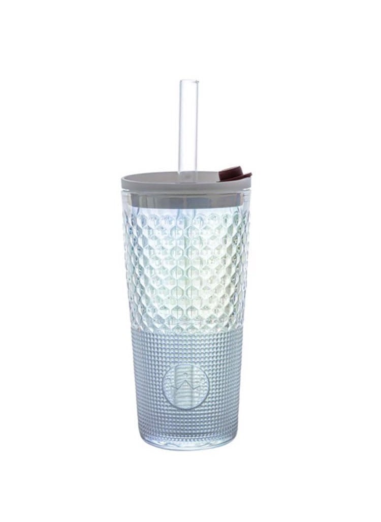 Generic - Fashion Glass Cup, with Lid and Straw, 640ml/22.5 Oz Glass Cups, Clear Glassware for Kitchen, Home Heat Resistant Drinking Tumbler Office Ice Coffee Glasses Tea Mug - Image 1
