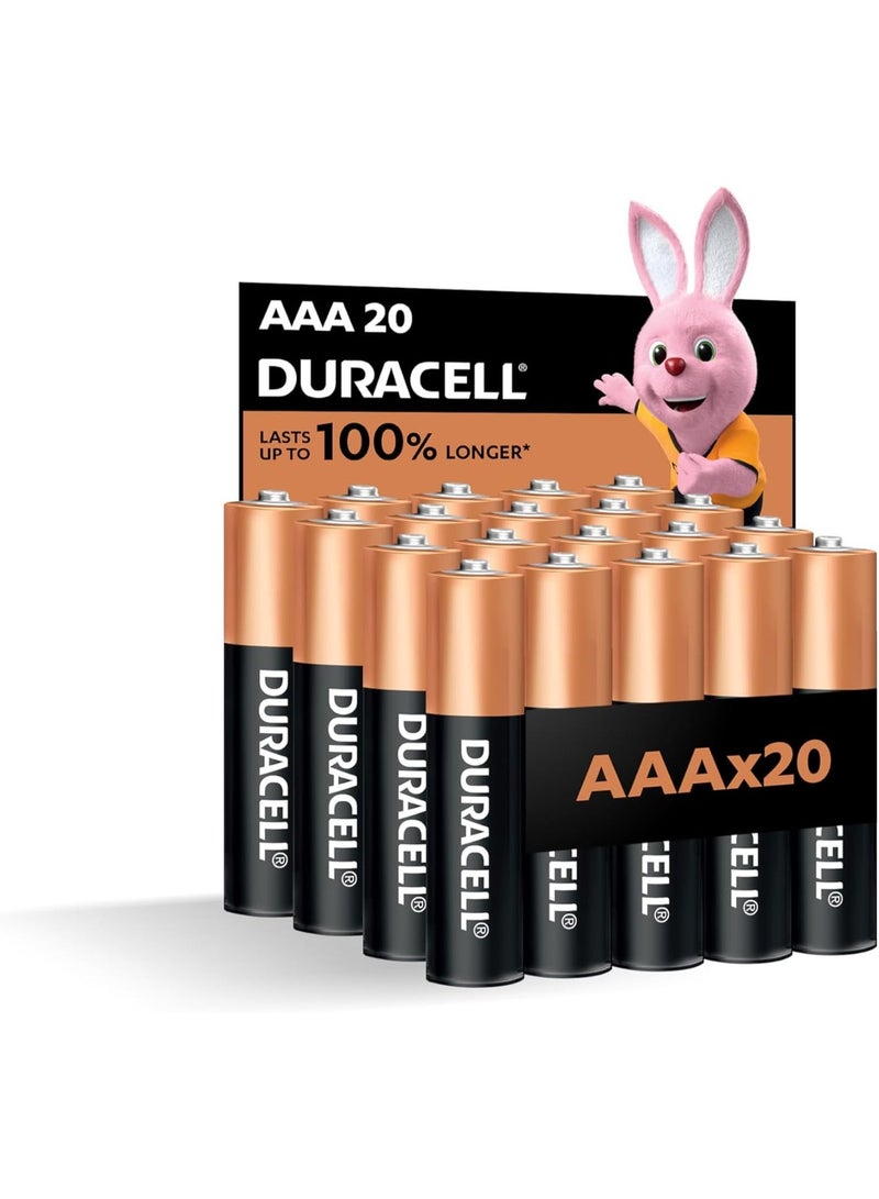 Duracell, AAA 1.5V Alkaline Batteries, Pack of 20 - Last up to 100% longer - Image 1