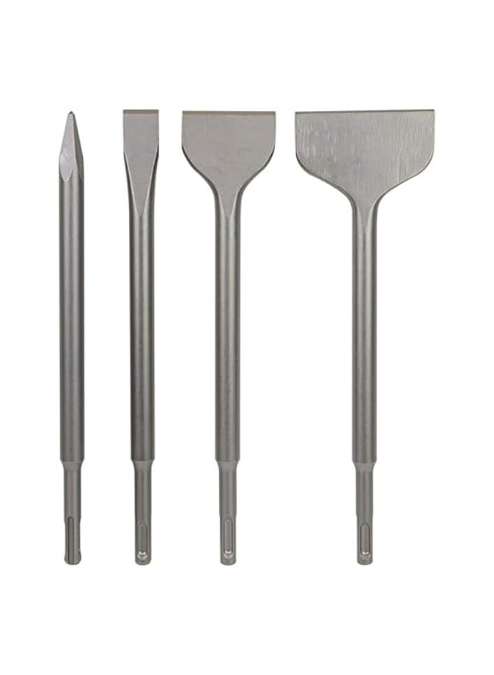 PROMASS Plus Rotary Hammer Chisel Set (4/6 Piece - Industrial Grade Steel) Chisels Including and 3" Wide Scraping Chisels, Flathead Chisel, 1/2" Pointed Chisel,etc(4)  - Image 1