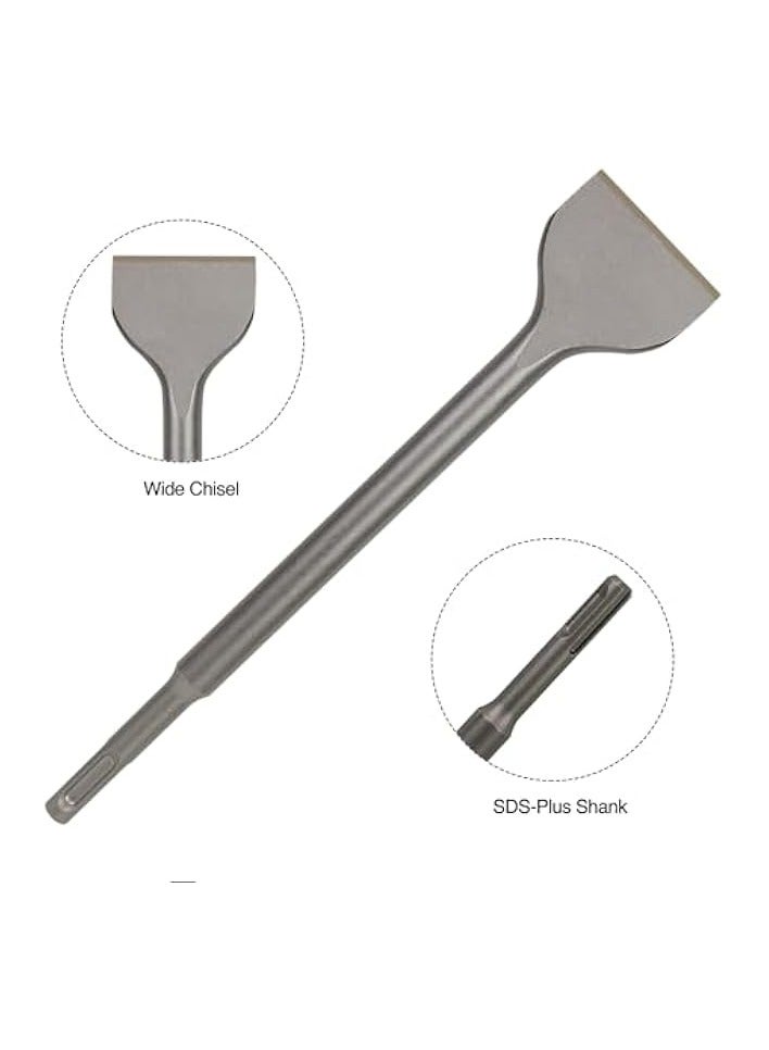 PROMASS Plus Rotary Hammer Chisel Set (4/6 Piece - Industrial Grade Steel) Chisels Including and 3" Wide Scraping Chisels, Flathead Chisel, 1/2" Pointed Chisel,etc(4)  - Image 5