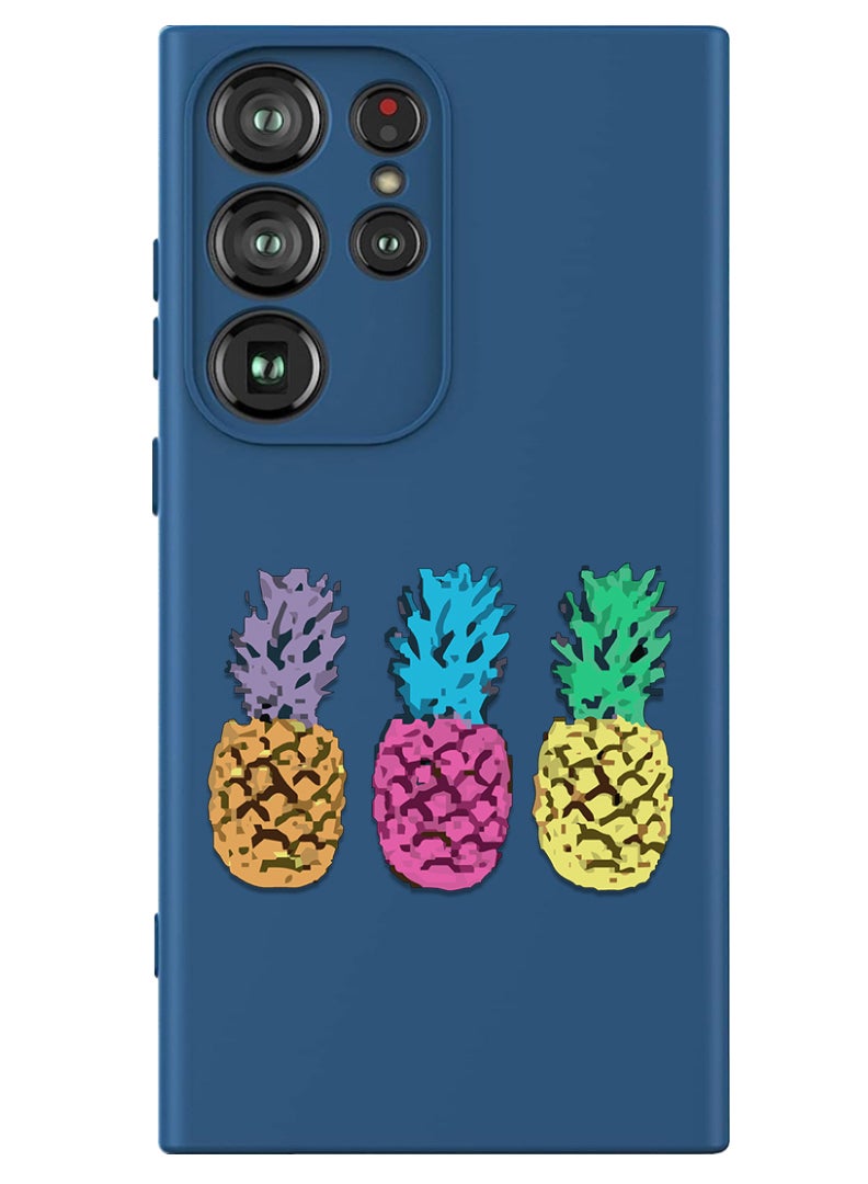 Theodor Protective Slim Fit Case Liquid Silicone Cover with Full Body Protection Anti-Scratch Shockproof Case For Samsung Galaxy S24 Ultra (Blue) - pineapple - Image 1