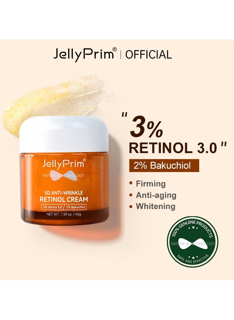 JellyPrim fades fine lines on face and brightens skin tone retinol cream 45g - Image 5