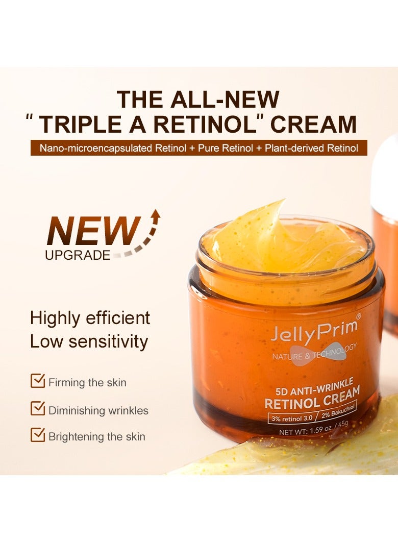 JellyPrim fades fine lines on face and brightens skin tone retinol cream 45g - Image 4