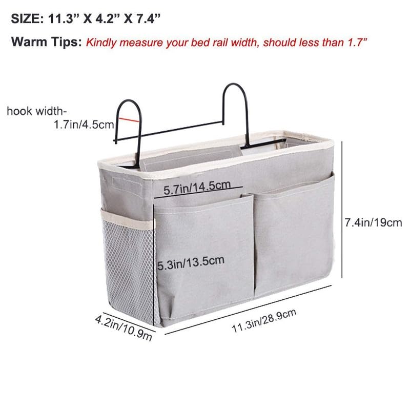FAYBY Bedside Storage Caddy Bedside Hanging Storage Bag for Headboards Bunk Beds Dorm Rooms Book Phone Magazine Holder 1 Psc_Multicolor - Image 2