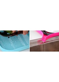 GTC GTC® Kitchen Sink Drainer Plastic Storage Rack Tray Dish Cup Draining Organizer Kitchen Draining Rack Tray Holder Multi Function Vegetable Fruits Draining Board Multicolor (712-11)  - Image 4