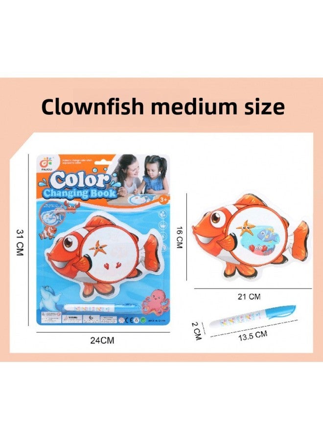 Children's EVA Color Changing Cloth Book Baby Summer Water Play Toy Color Educational Early Education Color Changing Bath Book-Color:Clownfish-Medium  - Image 1