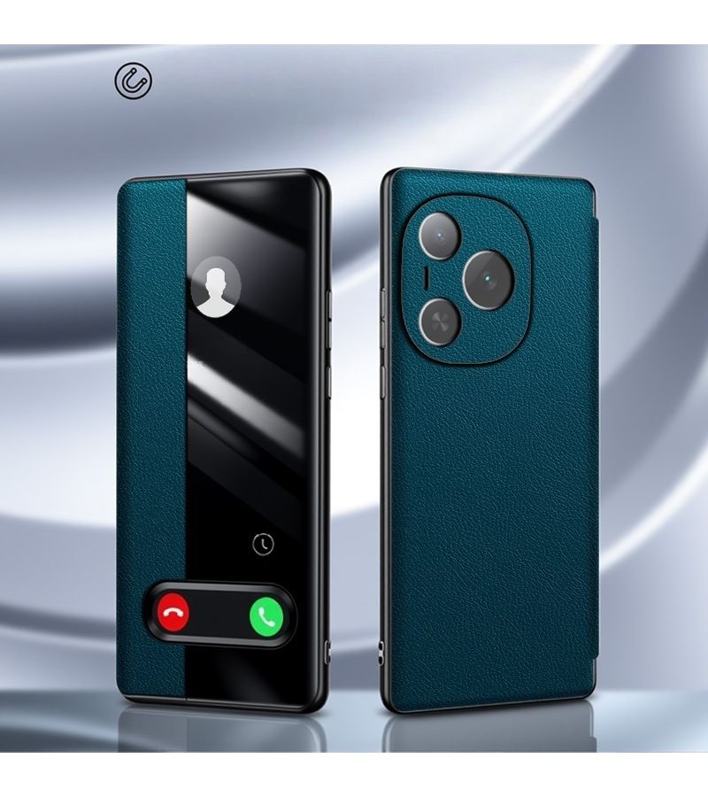 Black Leather Magnetic Flip Wallet Case For Honor Magic6 Pro With Window - Image 3