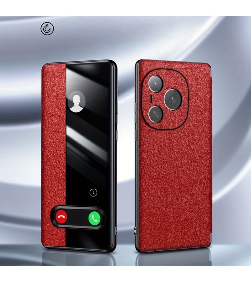 Black Leather Magnetic Flip Wallet Case For Honor Magic6 Pro With Window - Image 5