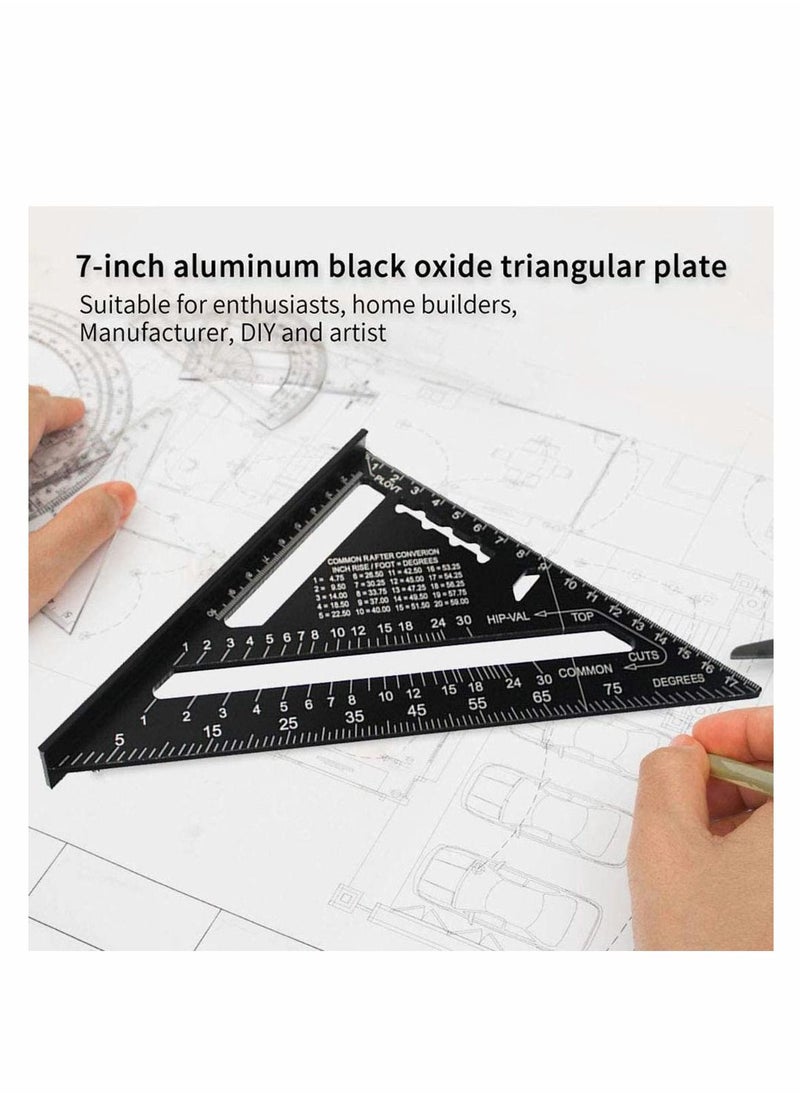 Y&D - 7 Inch Aluminum Alloy Triangle Ruler Square Protractor High Precision Measuring Tool for Engineer Carpenter (Metric) - Image 1