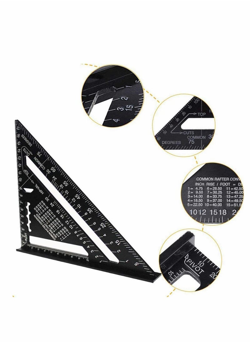 Y&D - 7 Inch Aluminum Alloy Triangle Ruler Square Protractor High Precision Measuring Tool for Engineer Carpenter (Metric) - Image 1