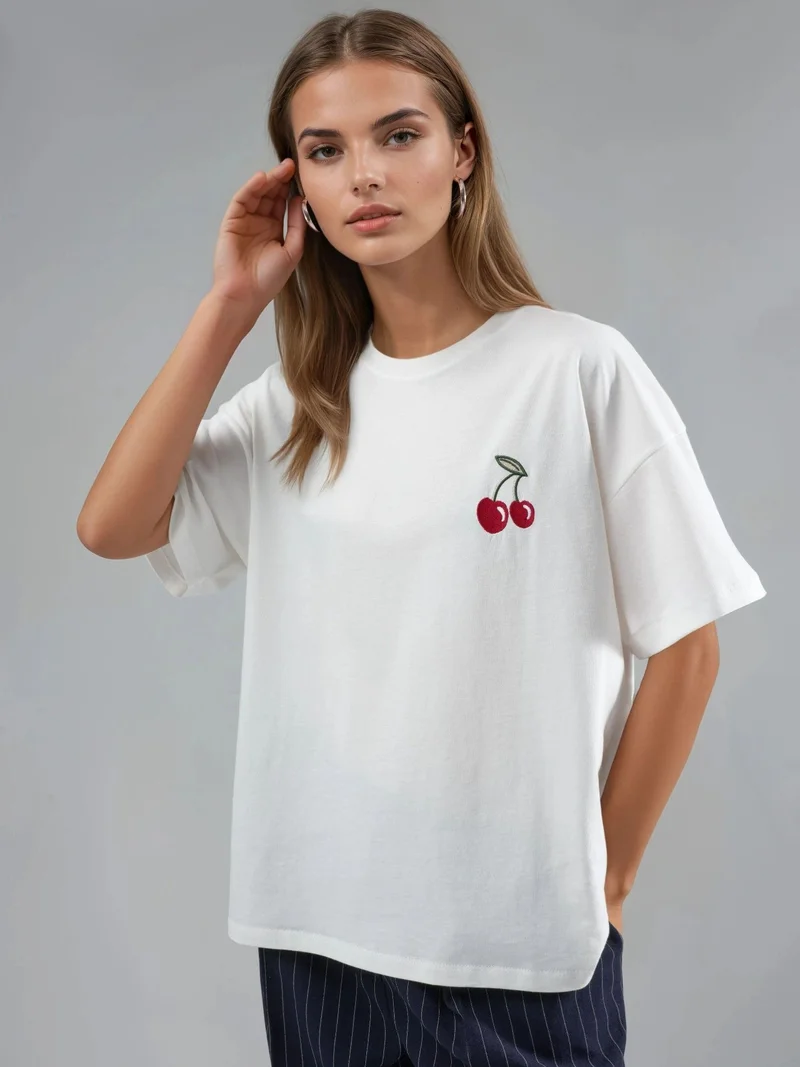 HICCUP Oversized Embroidered Knitted T-Shirt