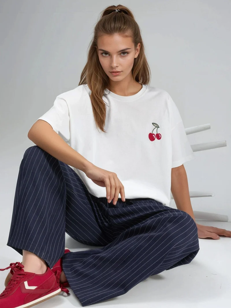 HICCUP Oversized Embroidered Knitted T-Shirt