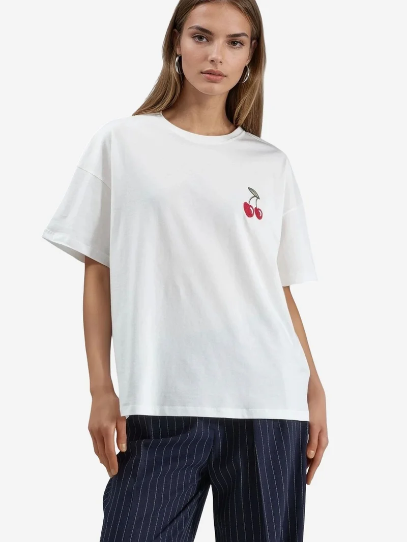 Oversized Embroidered Knitted T-Shirt