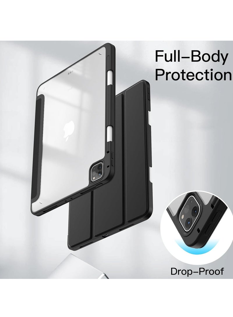 MIGOFAST iPad Pro 11 Inch (2022/2021/2020/2018) with Pencil Holder, Clear Transparent Back Shell Slim Stand Shockproof Tablet Cover, Auto Wake/Sleep Black - Image 5